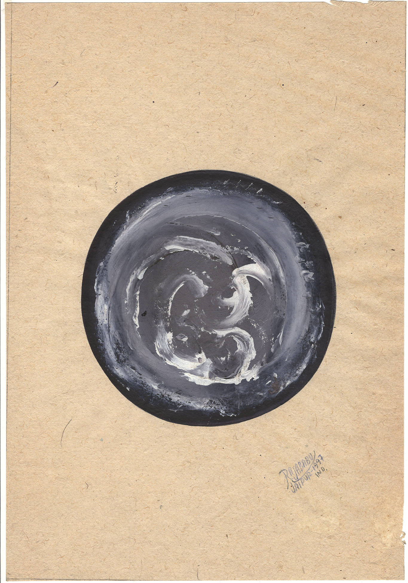 RAJA BABU SHARMA 1984 MIXED MEDIA ON PAPER 28.2X19.5 CM