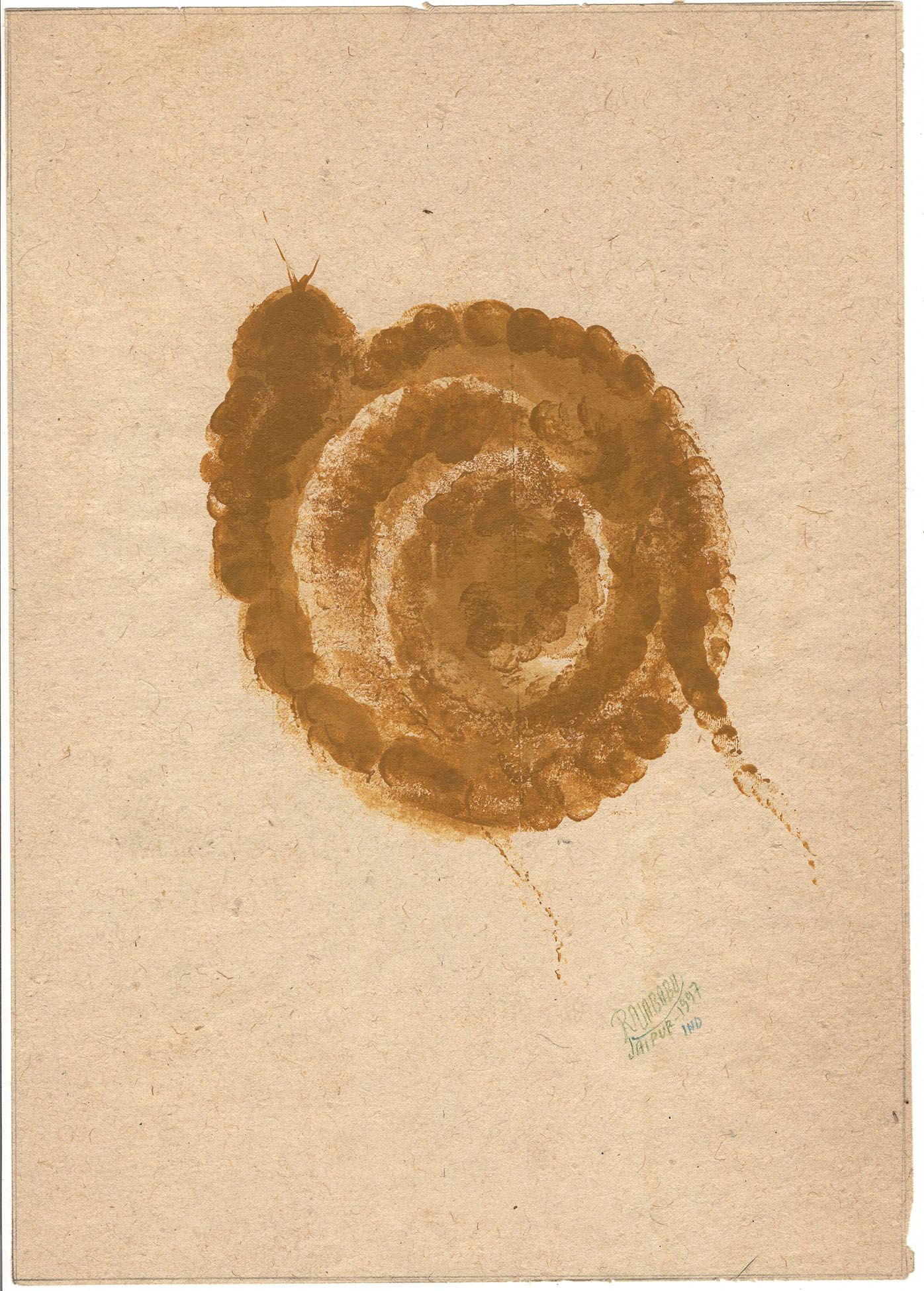 RAJA BABU SHARMA 1997 MIXED MEDIA ON PAPER 27.7X19.5 CM