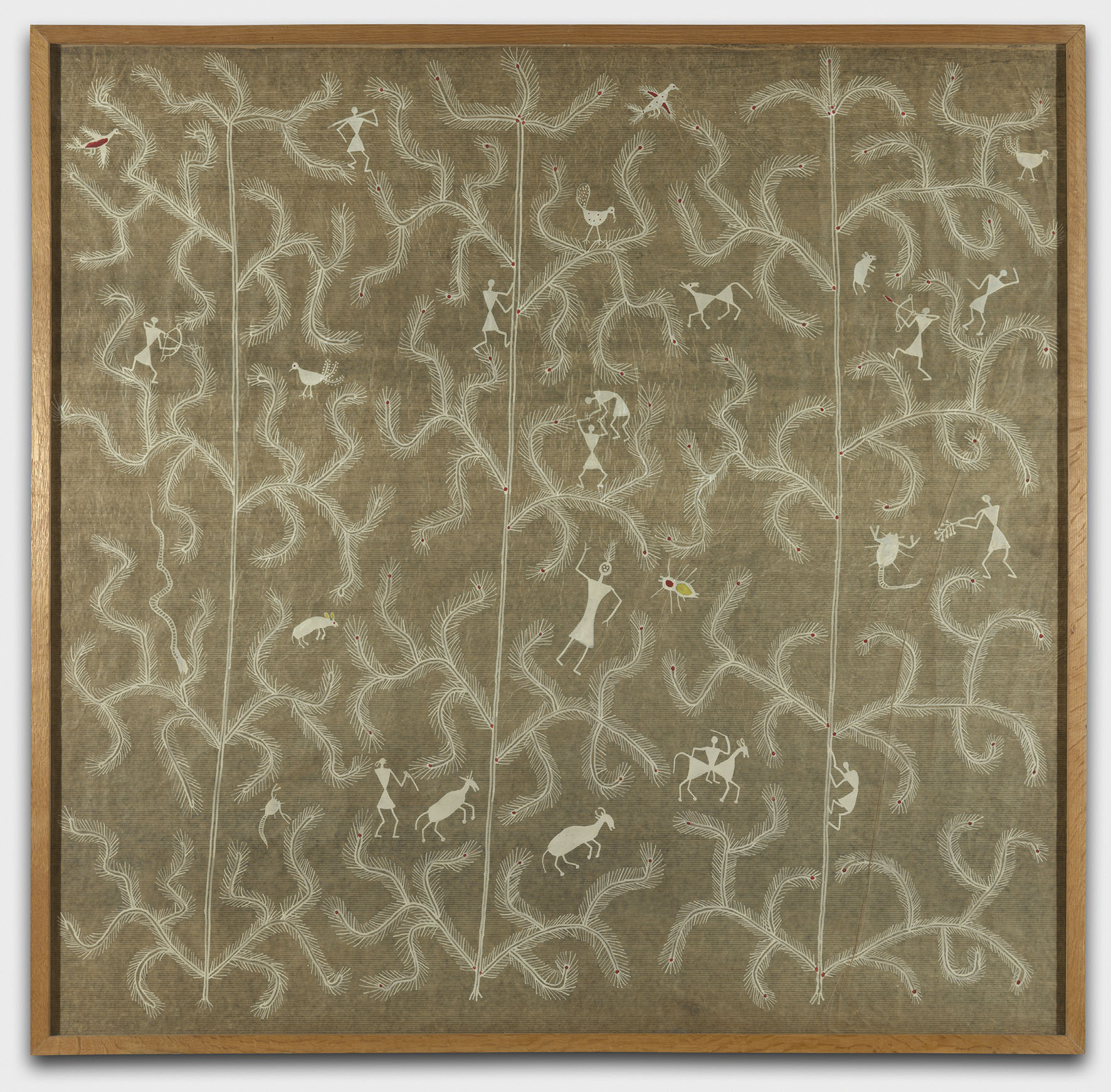ATTRIBUTED TO JIVYA SOMA MASHE CIRCA 1970 ACRYLIC ON PAPER 120X120 CM